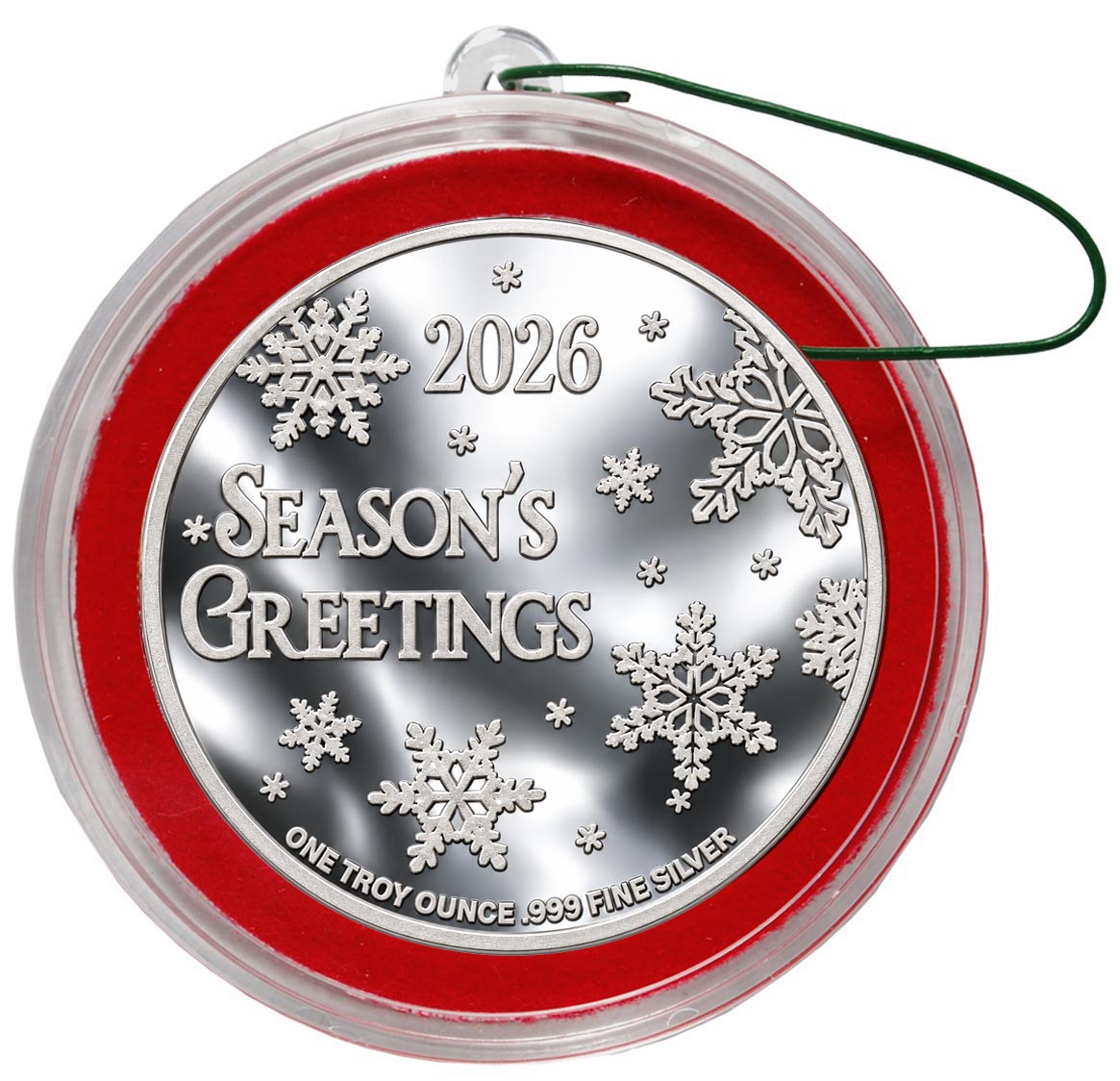 Shared 2026 Season's Greetings reverse of the silver coins in an ornamental capsule