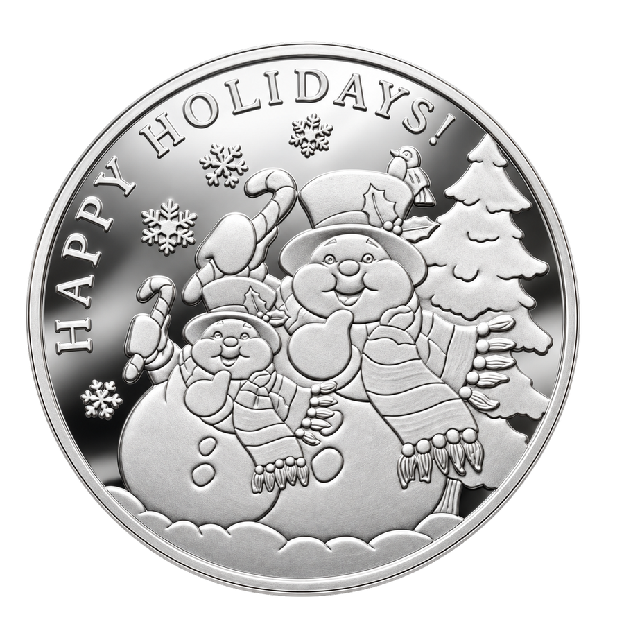 Snowman silver Christmas coin
